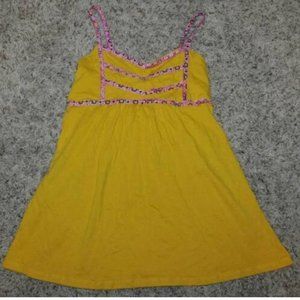 Girls Camisole Shirt 10/12 Yellow Floral Babydoll Smocked Sleeveles Tank Energie